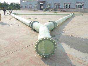 custom FRP pipe spools Y configuration, fiberglass reinforced plastic piping assembly for industrial systems