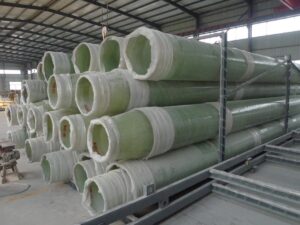 FRP straight pipe for industrial piping systems, corrosion-resistant fiberglass reinforced plastic pipe in factory