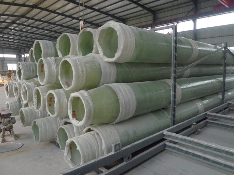 FRP straight pipe for industrial piping systems, corrosion-resistant fiberglass reinforced plastic pipe in factory