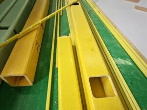 Pultruded FRP fiberglass channel profile close-up